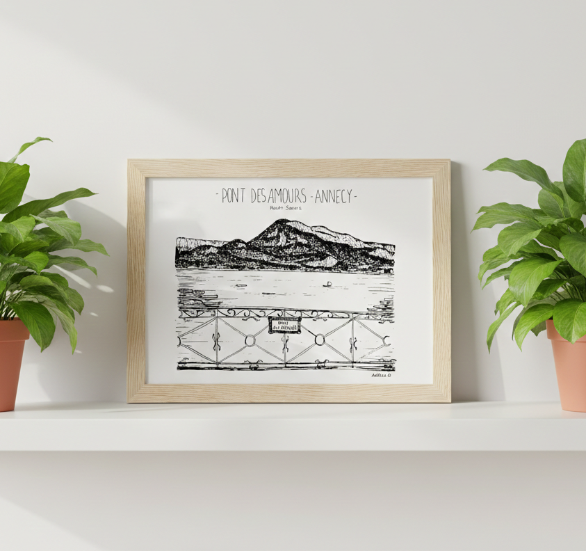 illustration encadrée pont des amours annecy illustration encadrée pont des amours annecy